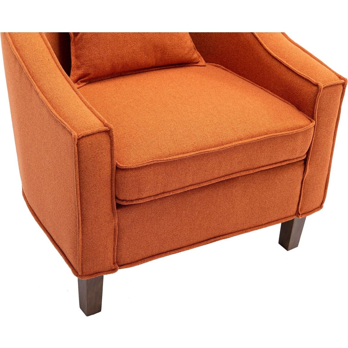 Accent Chair with Ottoman, Mid Century Modern Barrel Chair Upholstered Club Tub Round Arms Chair for Living Room