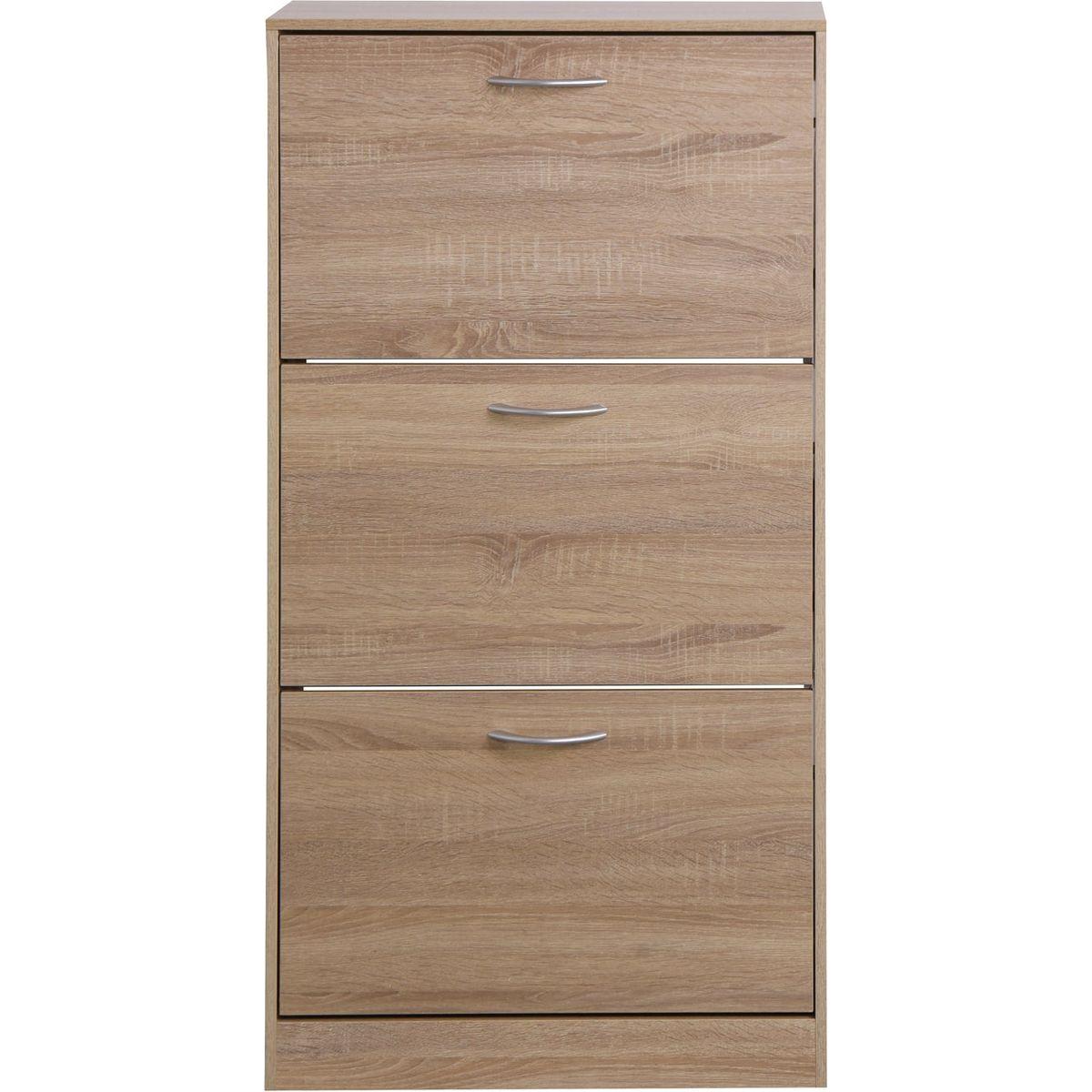 3-Drawer Shoe Storage Cabinet, 3-Tier Wood Shoe Rack Storage Organizer for Entryway