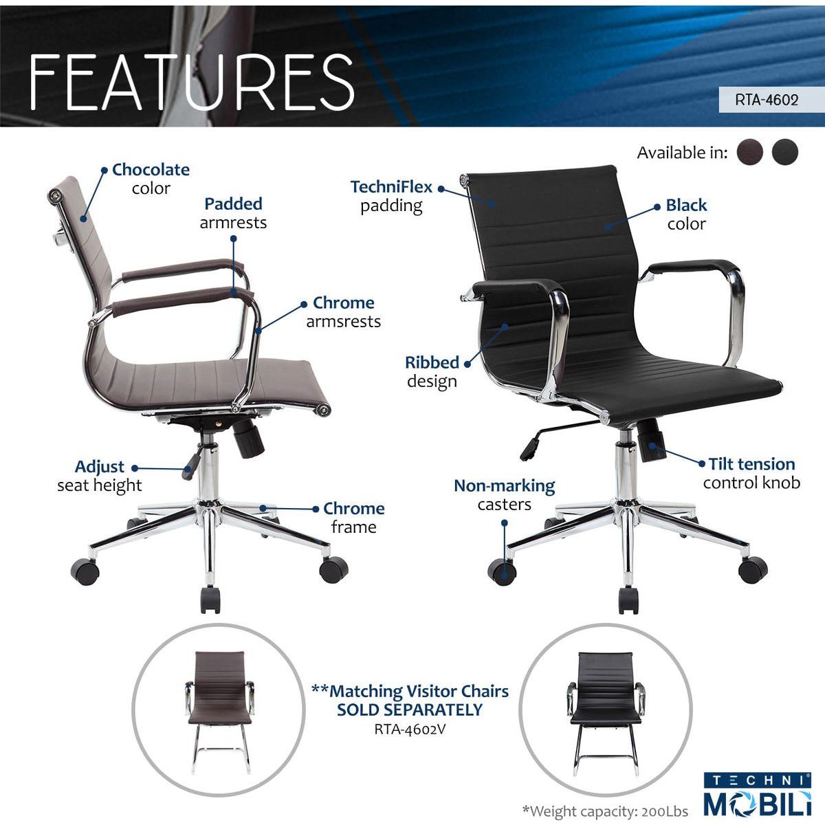 Modern Medium Back Executive Office Chair, Chocolate