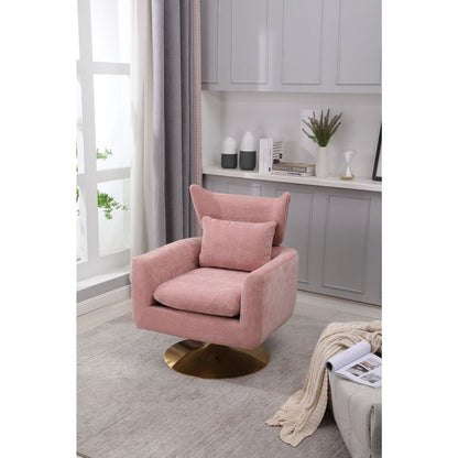 Classic Mid-Century 360-degree Swivel Accent Chair, Pink Linen