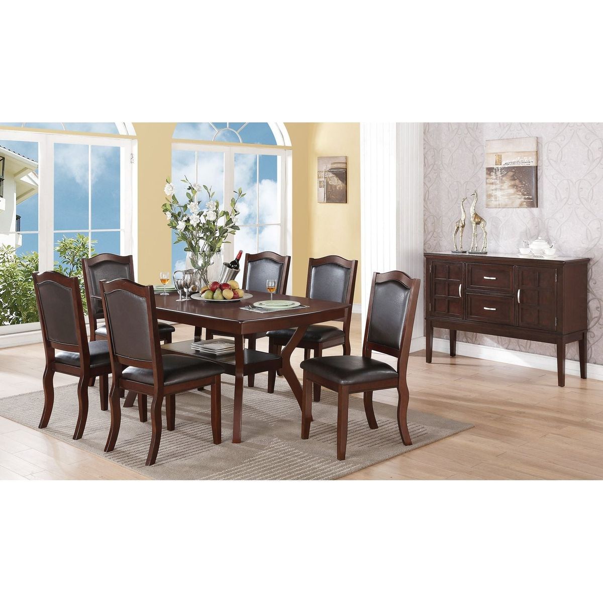 Faux Leather Upholstered Dining Chairs, Brown (Set of 2)