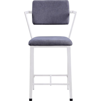 Cargo Counter Height Chair (Set-2), Gray Fabric & White (2Pc/1Ctn)