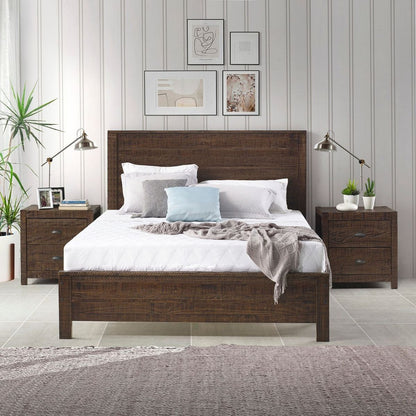 Albany Solid Wood Espresso Bed, Modern Rustic Wooden Full Size Bed Frames Box Spring Needed