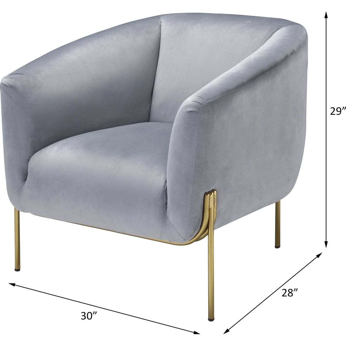 Carlson Accent Chair, Gray Velvet & Gold