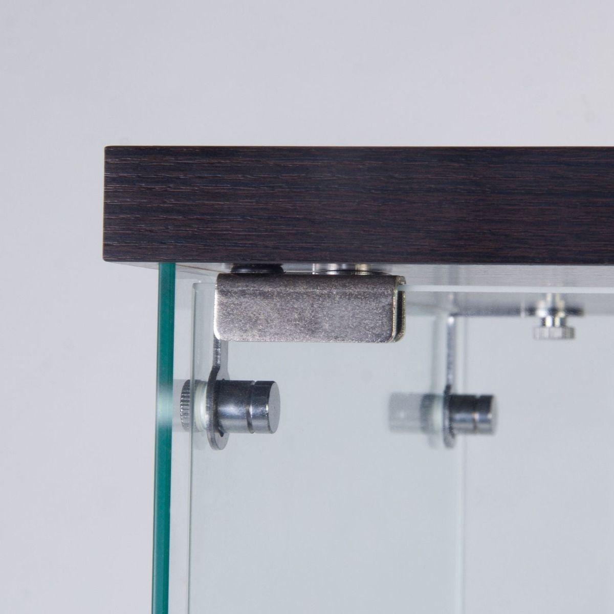 Two Door Glass Cabinet Glass Display Cabinet with 3 Shelves, Black - Streamdale Furniture