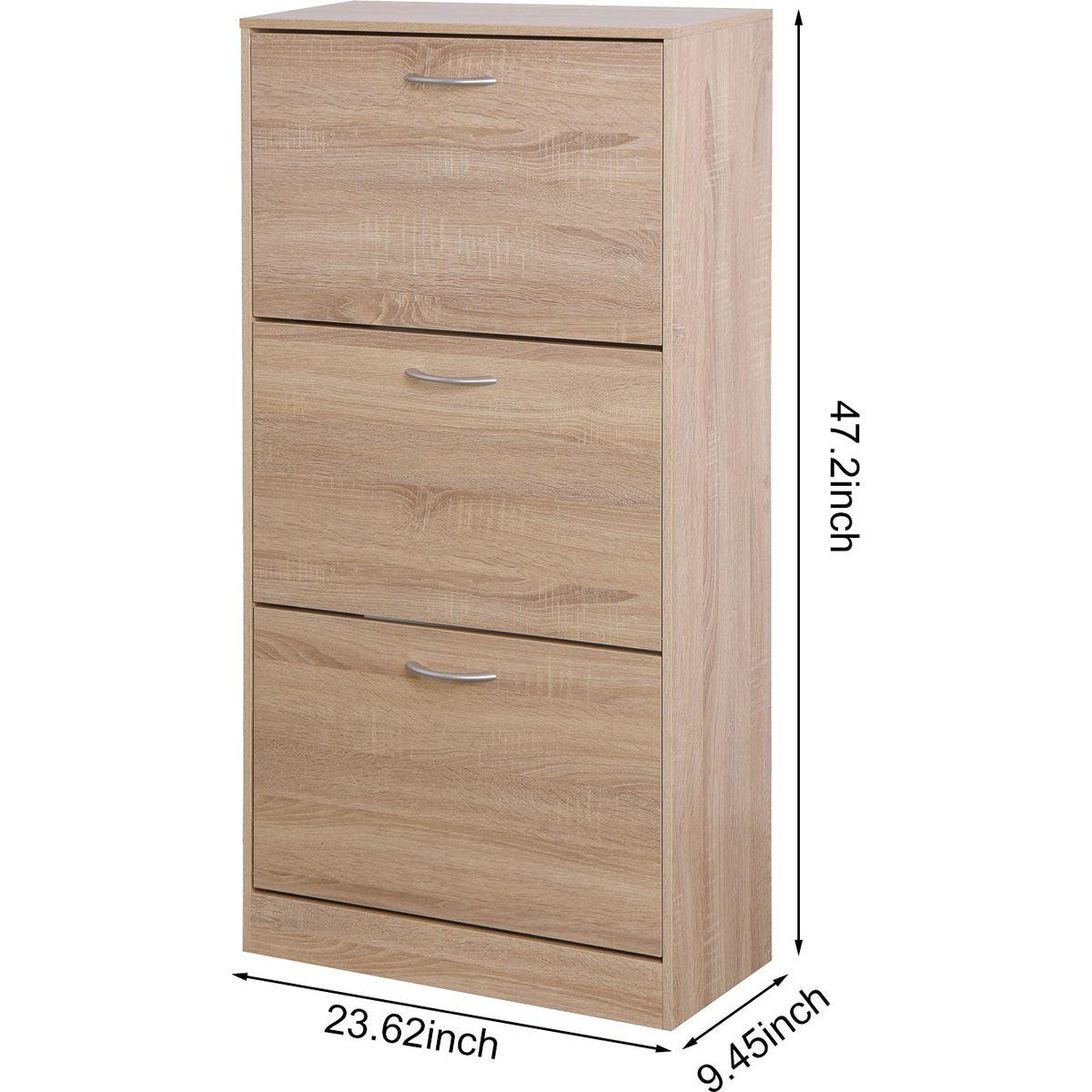 3-Drawer Shoe Storage Cabinet, 3-Tier Wood Shoe Rack Storage Organizer for Entryway