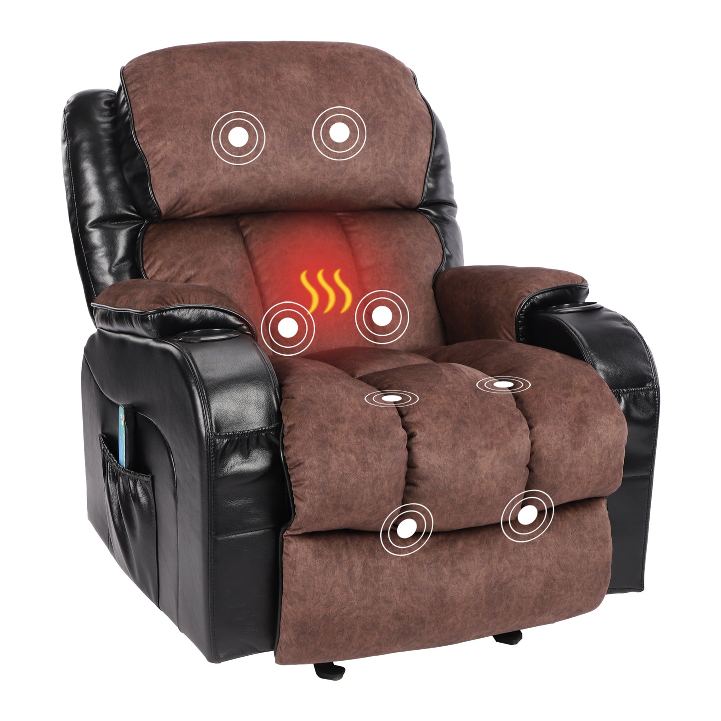 Recliner Chair for Living Room with Rocking Function and Side Pocket blackbrown