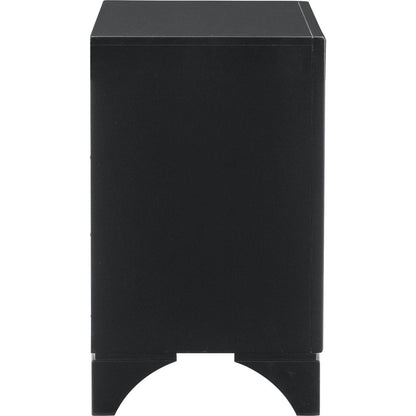 Glamourous Peal Black Metallic Finish 1pc Nightstand of 2x Drawers Faux Crystal Handles Modern Bedroom Wooden Furniture