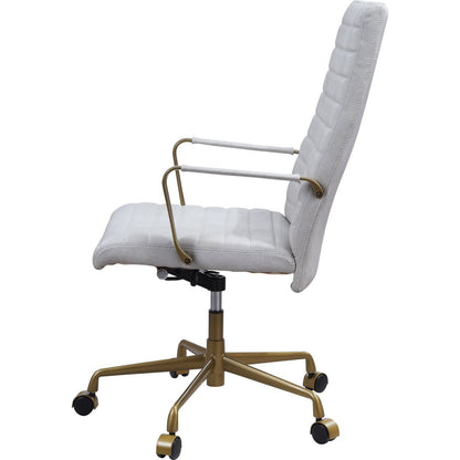 Duralo Office Chair in Vintage White Top Grain Leather