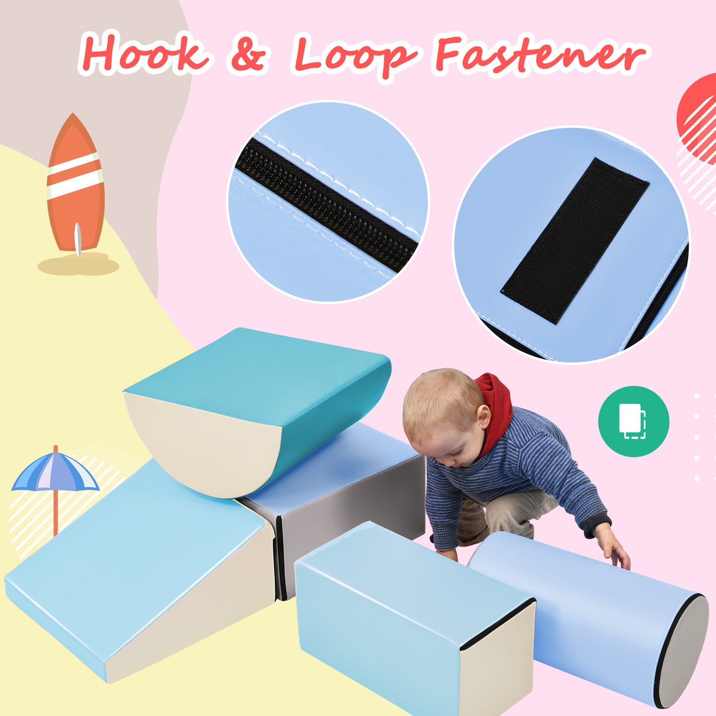 Soft Climb and Crawl Foam Playset, Safe Soft Foam Nugget Shapes Block for Infants, Preschools, Toddlers, Kids Crawling and Climbing Indoor Active Stacking Play Structure