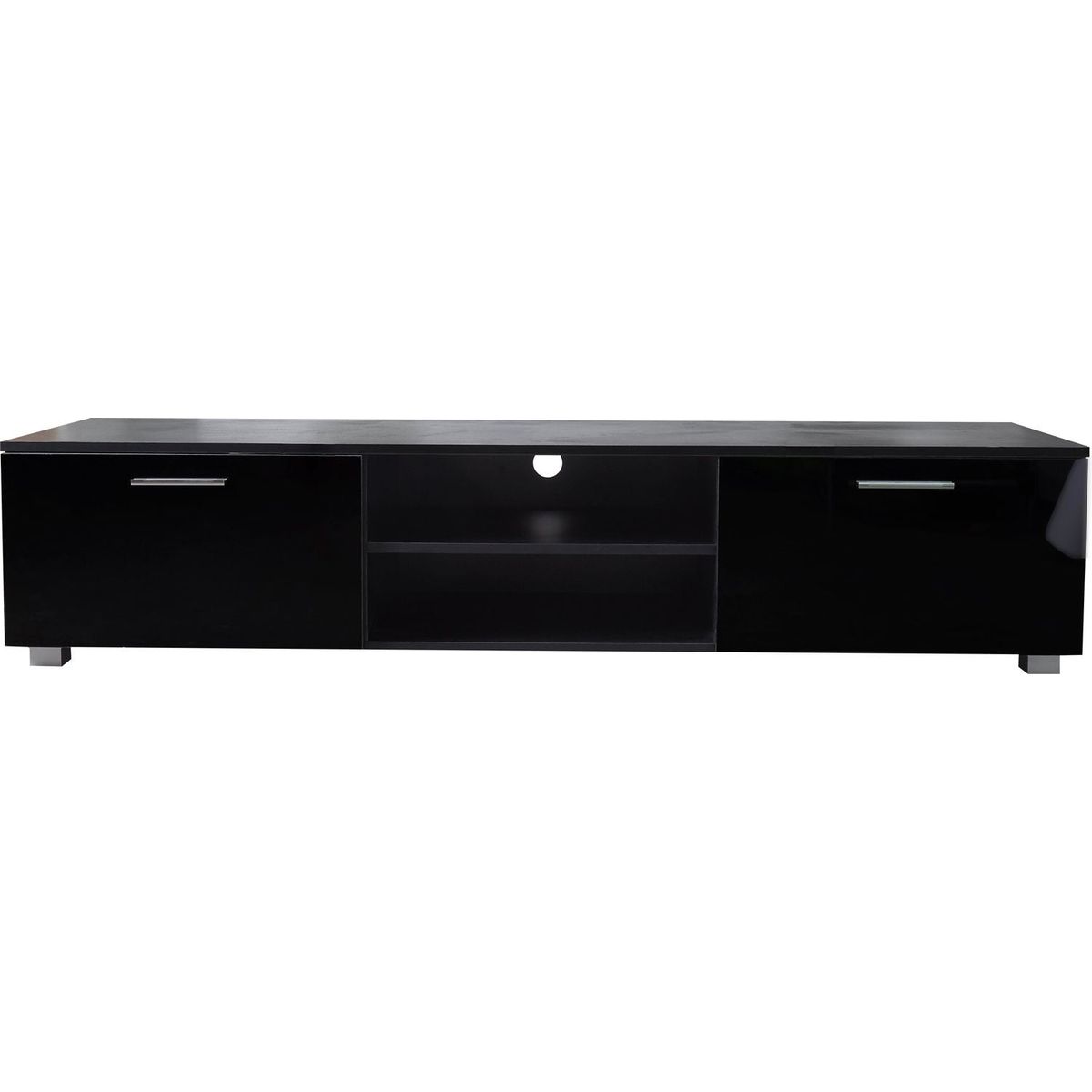 Black TV Stand for 70 Inch TV Stands, Media Console Entertainment Center Television Table, 2 Storage Cabinet with Open Shelves for Living Room Bedroom