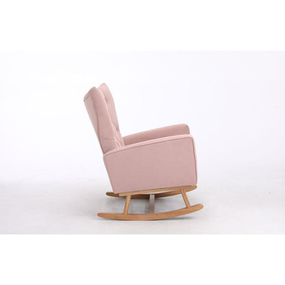 Baby Room High Back Rocking Chair Nursery Chair, Comfortable Rocker Fabric Padded Seat, Modern High Back Armchair