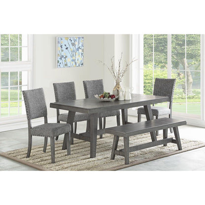 Modern Gray Fabric Upholstered Set of 2 Side Chairs Dining Room Saw Tooth Engraving