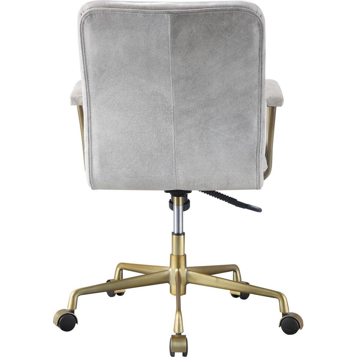 Damir Office Chair, Vintage White Top Grain Leather & Gold