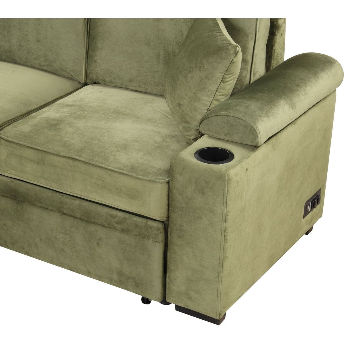 87.4" Sleeper Sofa Bed,2 in 1 Pull Out sofa bed L Shape Couch with Storage Ottoman for Living Room,Bedroom Couch and Small Apartment, Green