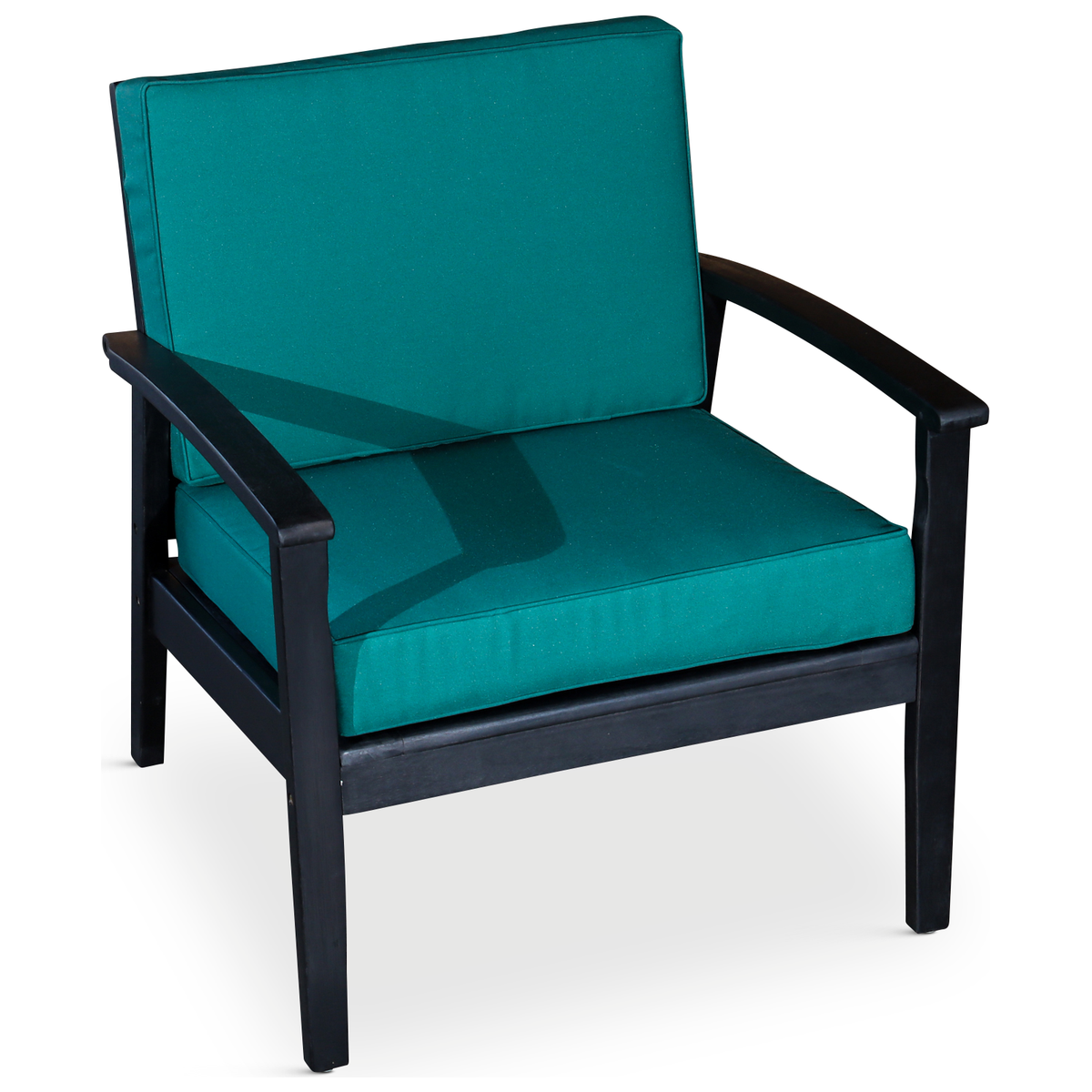 Deep Seat Eucalyptus Chair, Espresso Finish, Dark Green Cushions