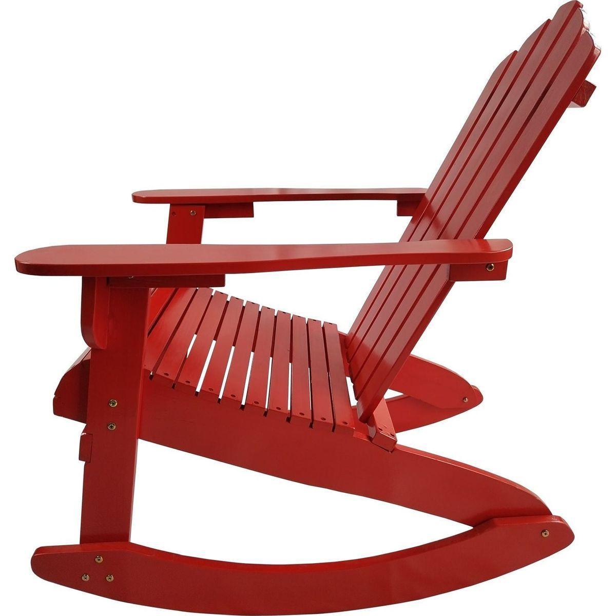 Reclining Wooden Outdoor Rocking Adirondack chair, Red