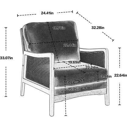 Wood Frame Armchair, Modern Accent Chair Lounge Chair for Living Room