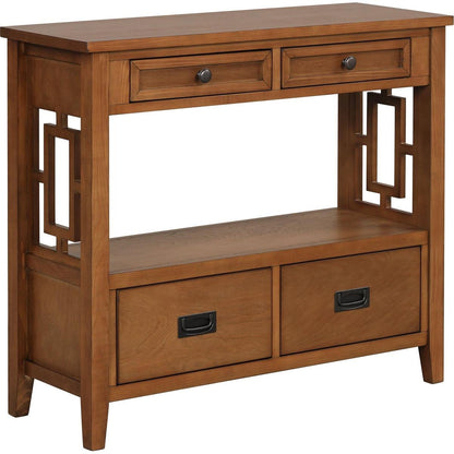 36" Farmhouse Pine Wood Console Table Entry Sofa Table with 4 Drawers & 1 Storage Shelf for Entryway Living Room Bedroom Hallway Kitchen (Brown)