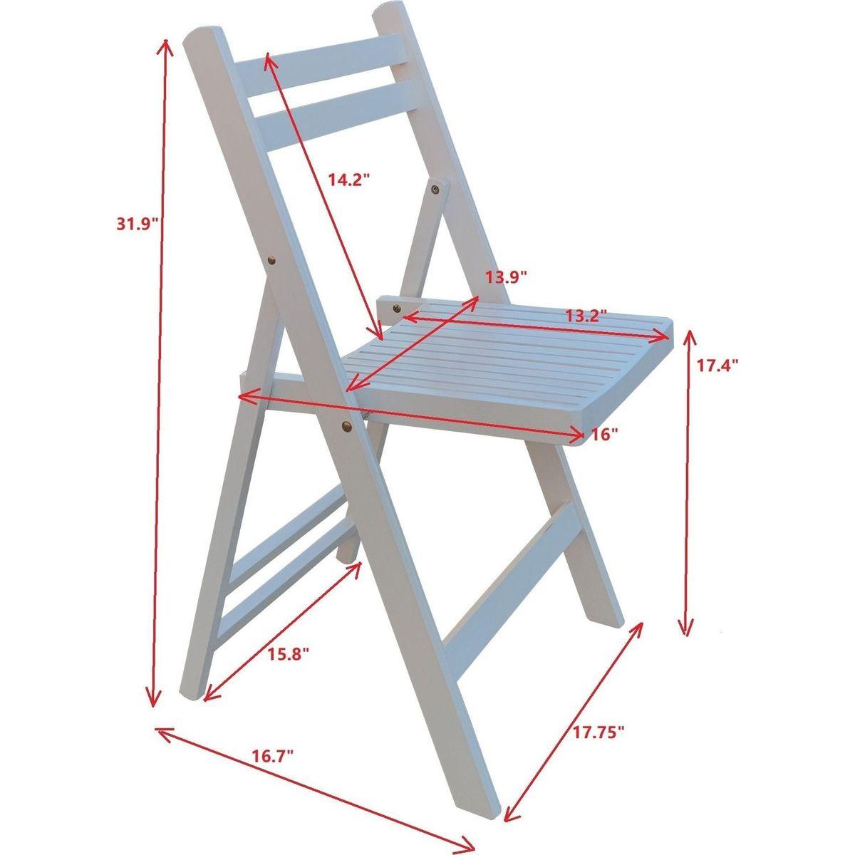 Furniture Slatted Wood Folding Special Event Chair - White, Set of 4, FOLDING CHAIR, FOLDABLE STYLE - Streamdale Furniture