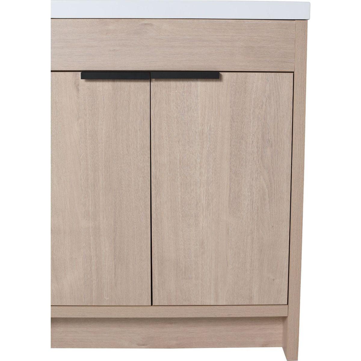 30 Inch Freestanding Bathroom Vanity with White Resin Sink & 2 Soft-Close Cabinet Doors (BVB02430PLO-GRB3040)