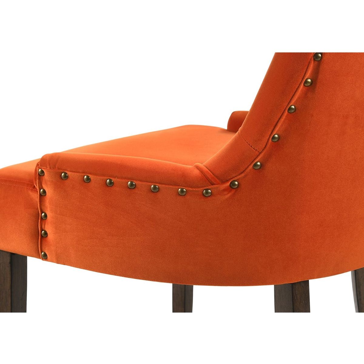 Farren Side Chair, Orange Velvet & Espresso Finish