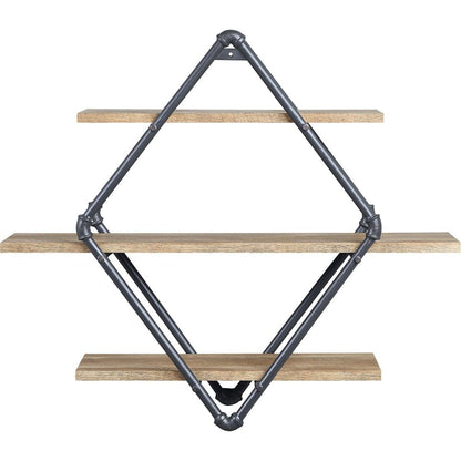 Brantley Wall Rack in Oak & Sandy Black Finish