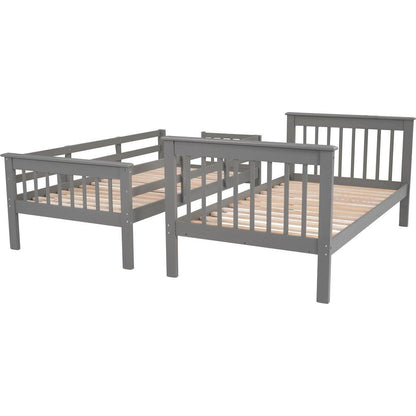 Stairway Twin-Over-Twin Bunk Bed with Three Drawers for Bedroom, Dorm - Gray - Streamdale Furniture