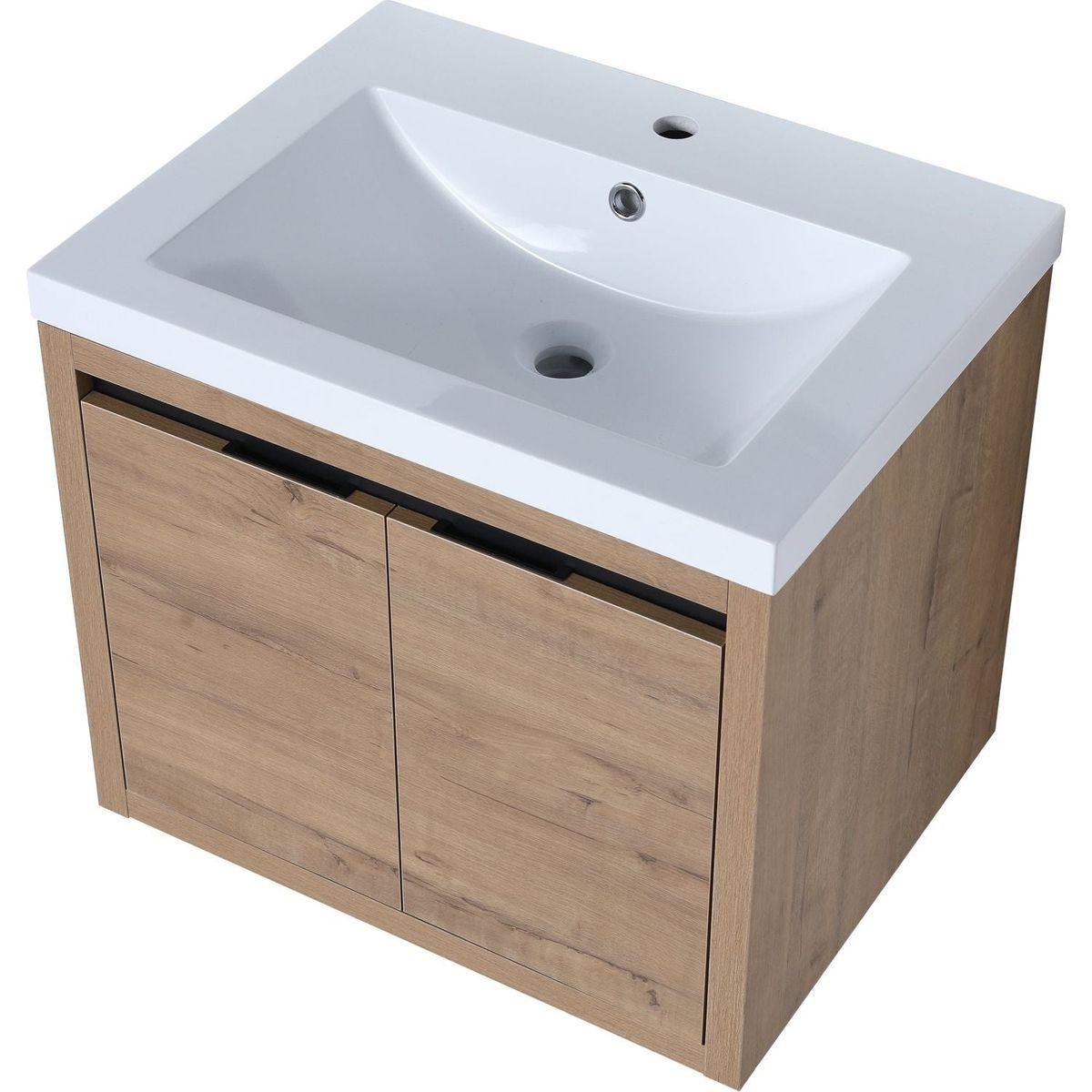 Bathroom Cabinet With Sink, Soft Close Doors, Float Mounting Design, 24 Inch For Small Bathroom, 24x18