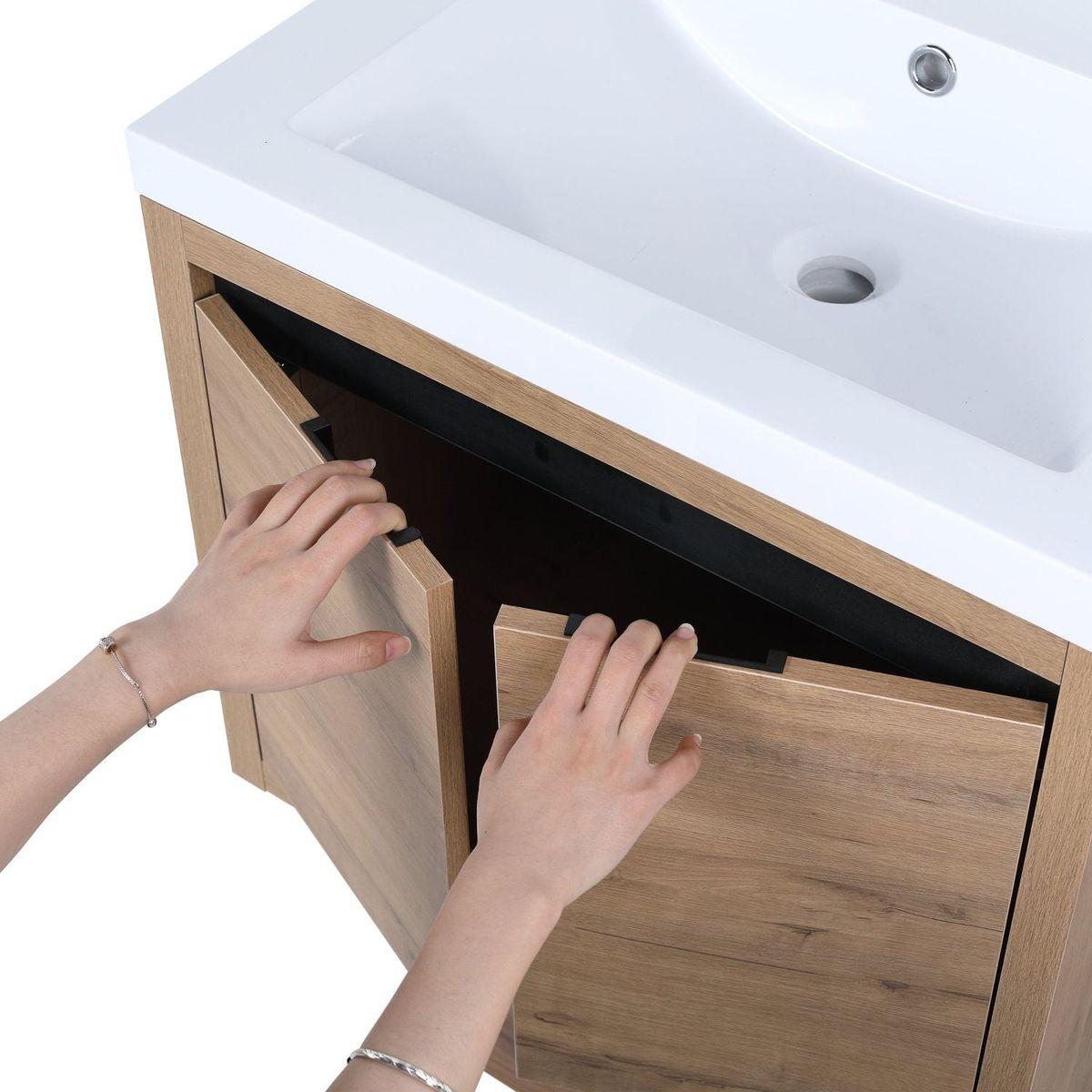 Bathroom Cabinet With Sink, Soft Close Doors, Float Mounting Design, 24 Inch For Small Bathroom, 24x18