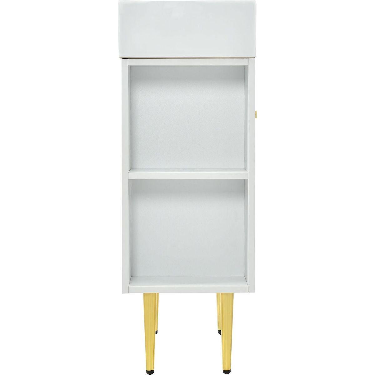 21.6" white Bathroom vanity, Combo Cabinet, Bathroom Storage Cabinet, Single Ceramic Vessel Sink, Left side storage