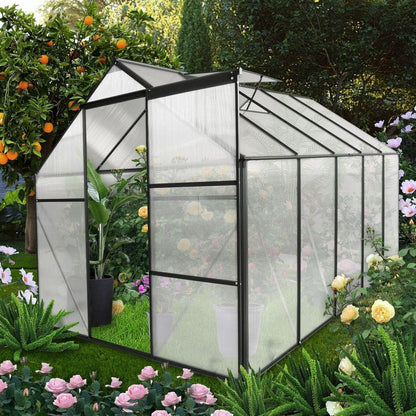 6x10 FT Polycarbonate Greenhouse Raised Base and Anchor Aluminum Heavy Duty Walk-in Greenhouses for Outdoor Backyard in All Season