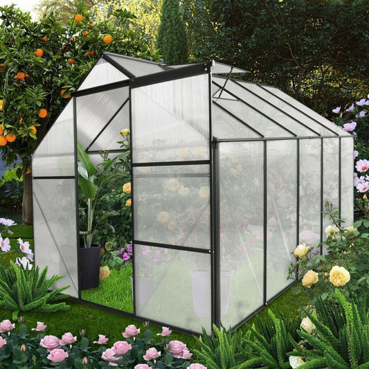 6x10 FT Polycarbonate Greenhouse Raised Base and Anchor Aluminum Heavy Duty Walk-in Greenhouses for Outdoor Backyard in All Season