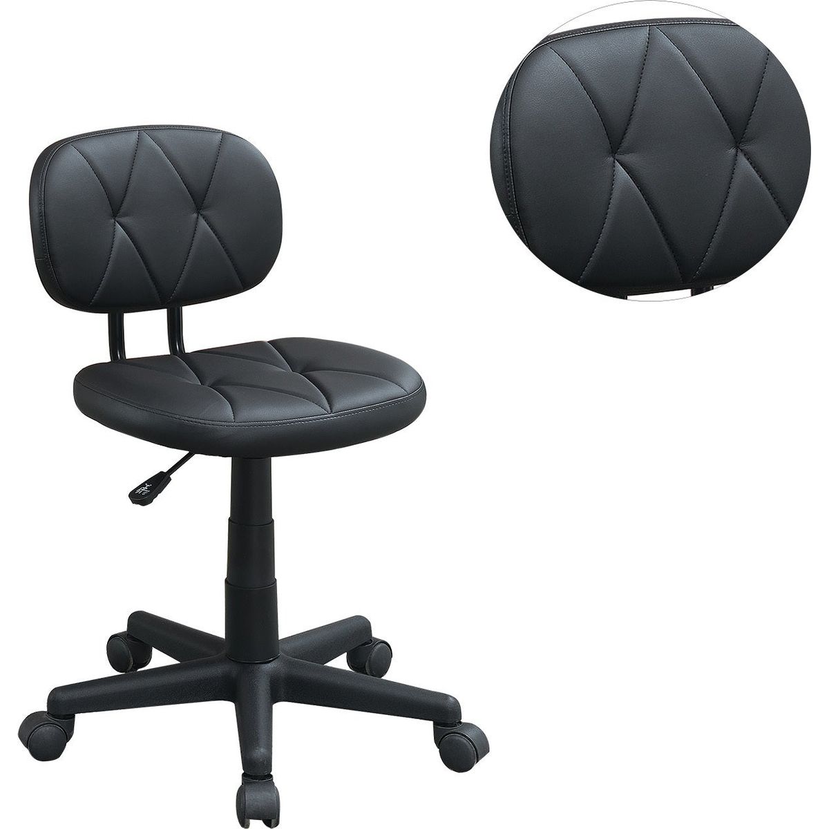 Low-Back Adjustable Office Chair with PU Leather, Black