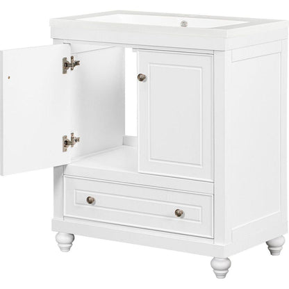 30" Bathroom Vanity with Sink, Combo, Cabinet with Doors and Drawer, Solid Frame and MDF Board, White