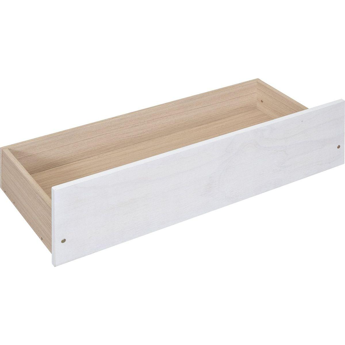 Wood Canopy Bed with two Drawers, Full Size Canopy Platform bed With Support Slats .No Box Spring Needed, Brushed White