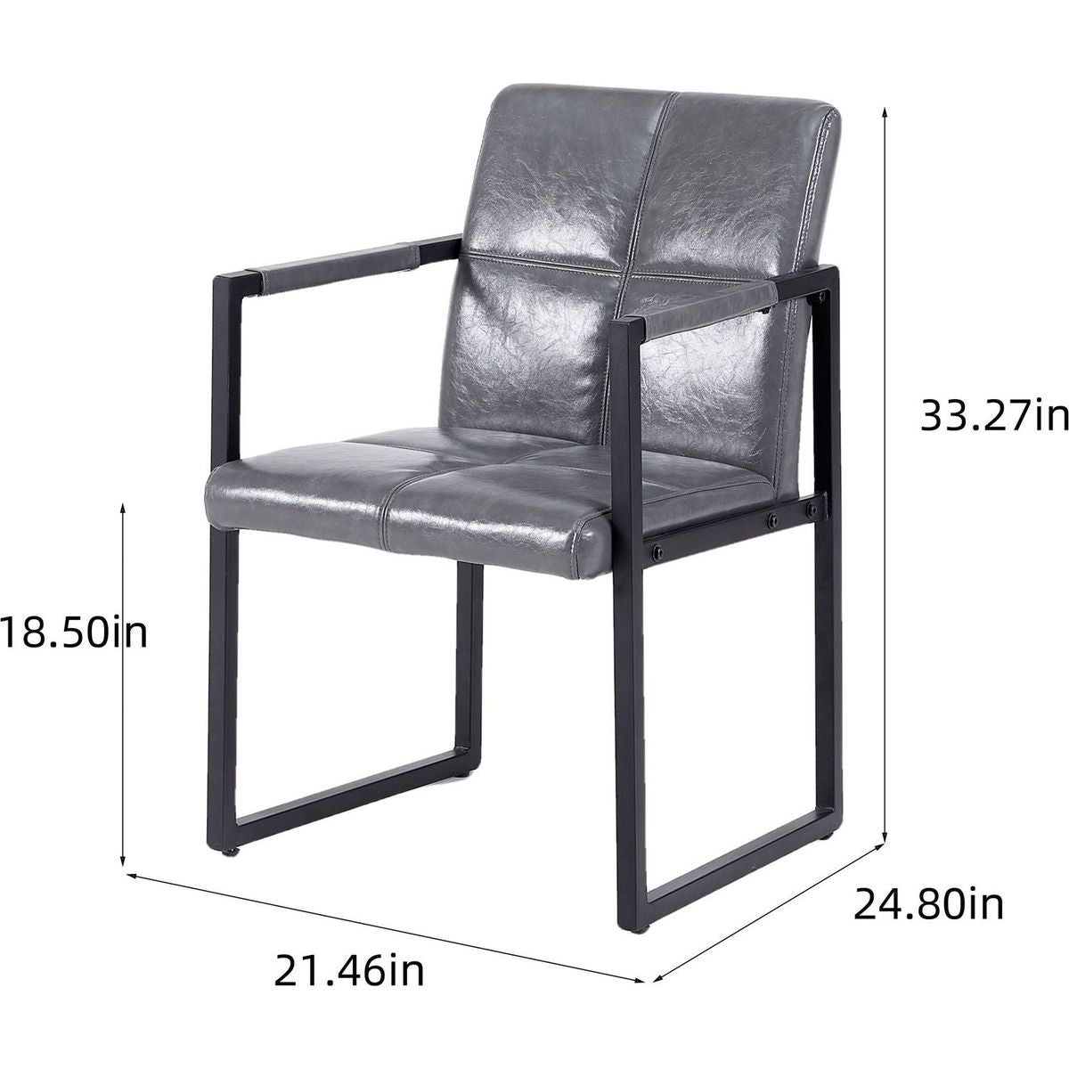 Ligth grey modern european style dining chair PU leather black metal pipe dining room furniture chair set of 2