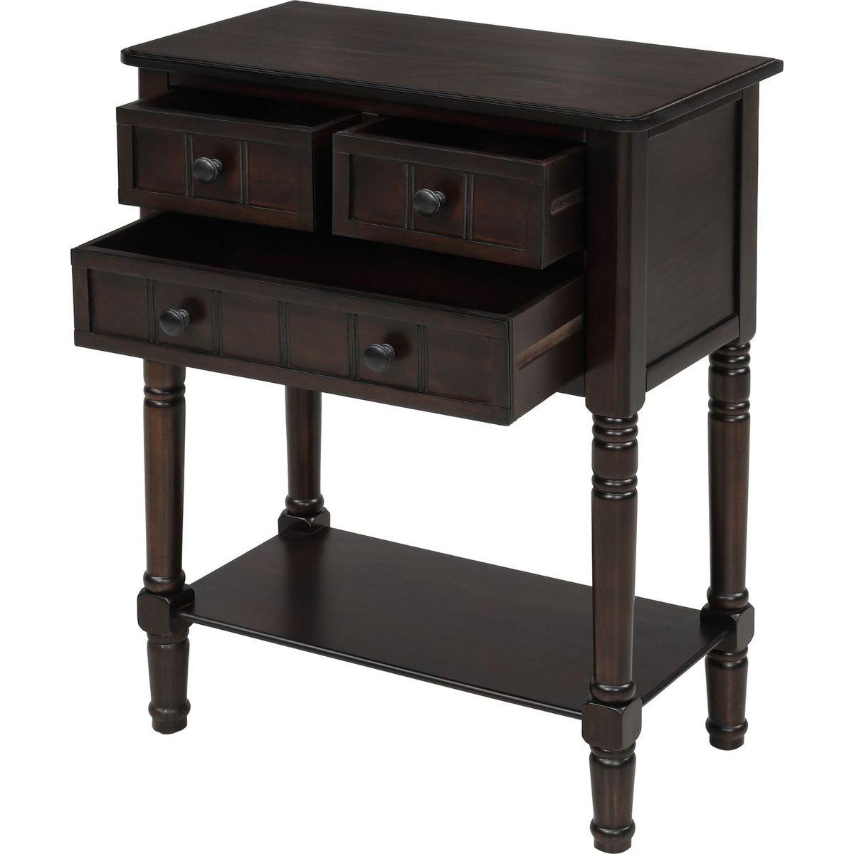Narrow Console Table, Slim Sofa Table with Three Storage Drawers and Bottom Shelf for Living Room, Easy Assembly (Espresso) - Streamdale Furniture