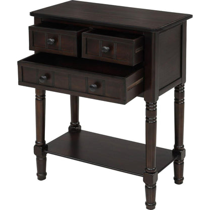 Narrow Console Table, Slim Sofa Table with Three Storage Drawers and Bottom Shelf for Living Room, Easy Assembly (Espresso) - Streamdale Furniture