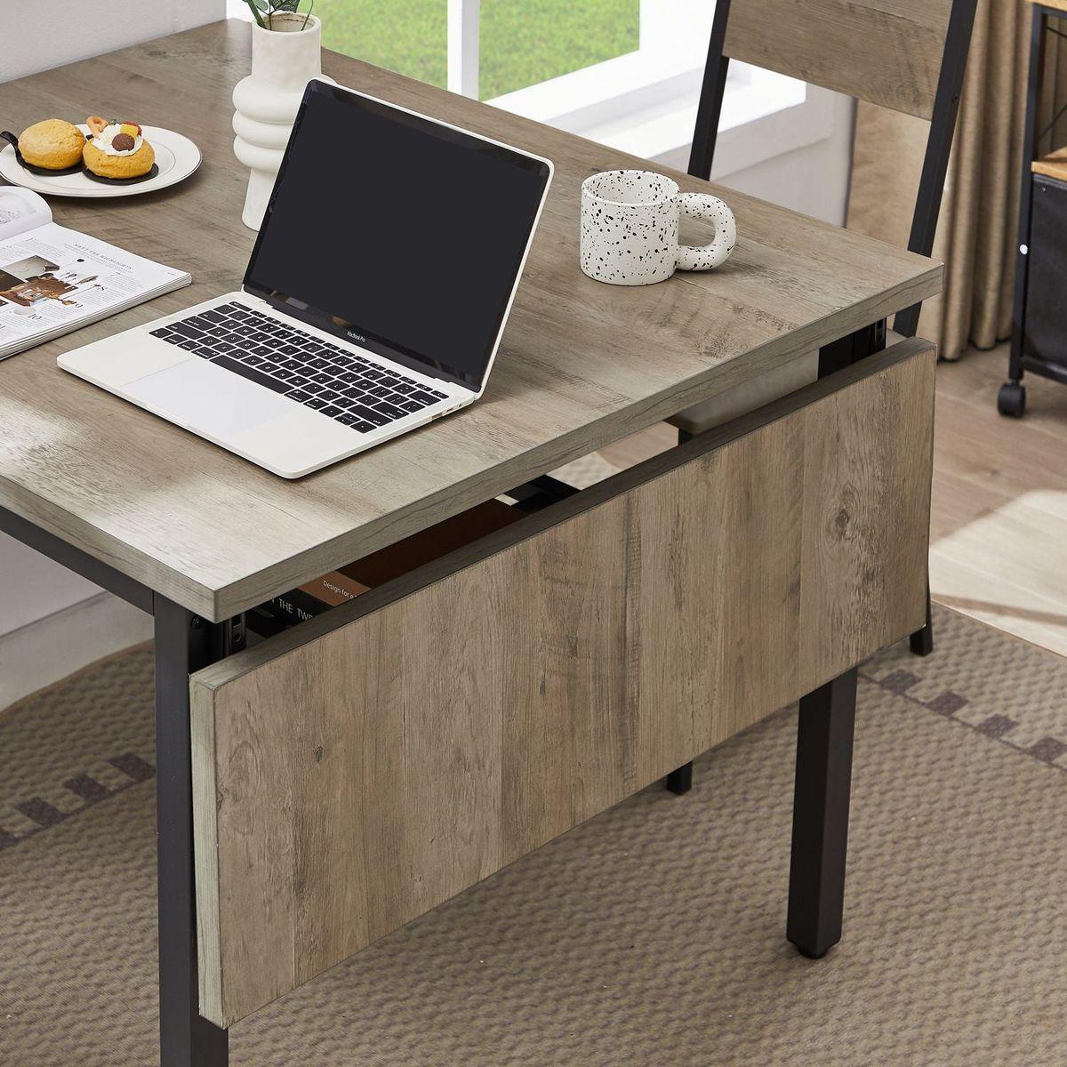 Folding Dining Table, 1.2 inches thick table top, for Dining Room, Living Room, Grey, 63.2" L x 35.5" W x 30.5" H.