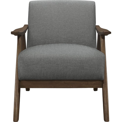 Modern Home Furniture Gray Fabric Upholstered 1pc Accent Chair Walnut Finish Wood Cushion Back and Seat Furniture