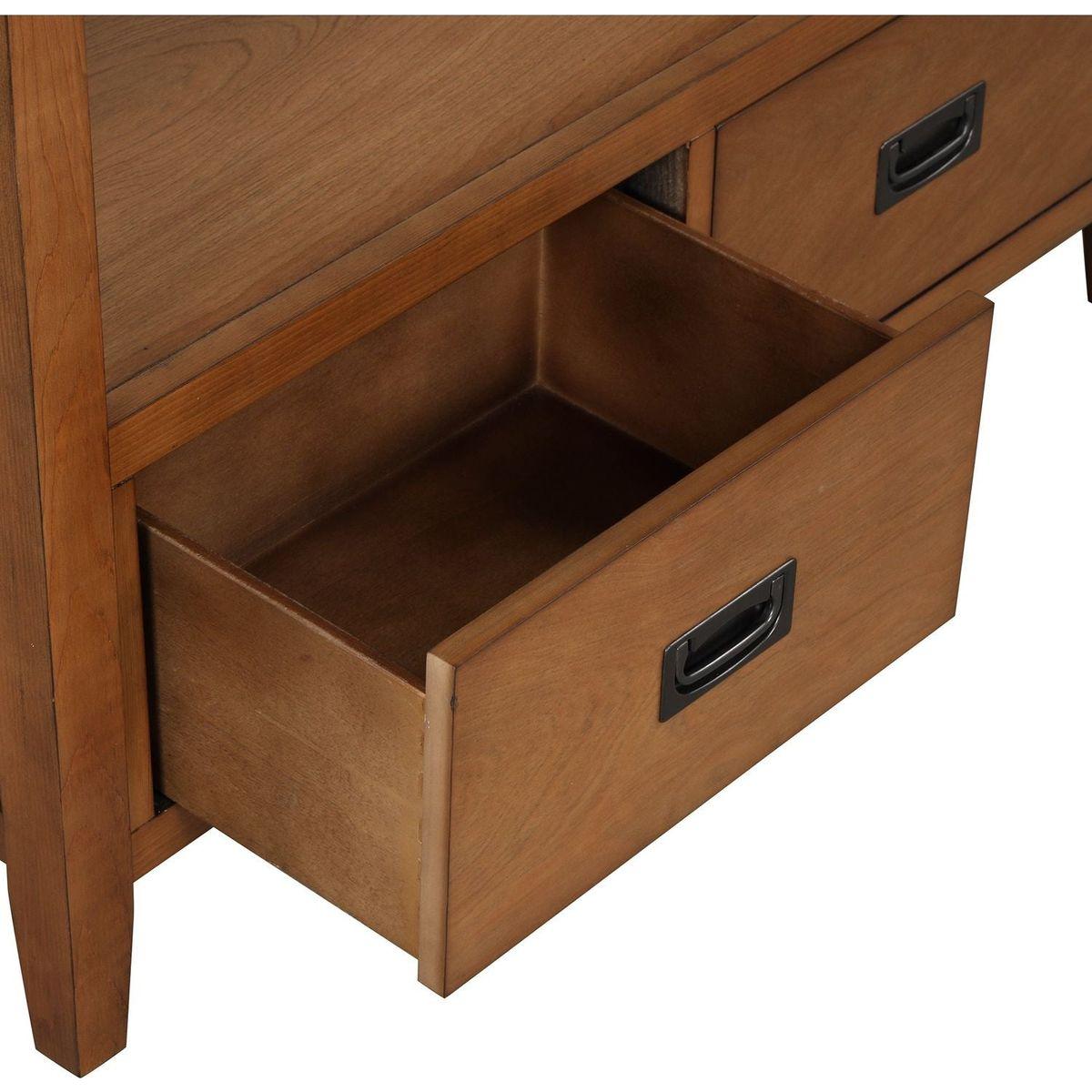 36" Farmhouse Pine Wood Console Table Entry Sofa Table with 4 Drawers & 1 Storage Shelf for Entryway Living Room Bedroom Hallway Kitchen (Brown)