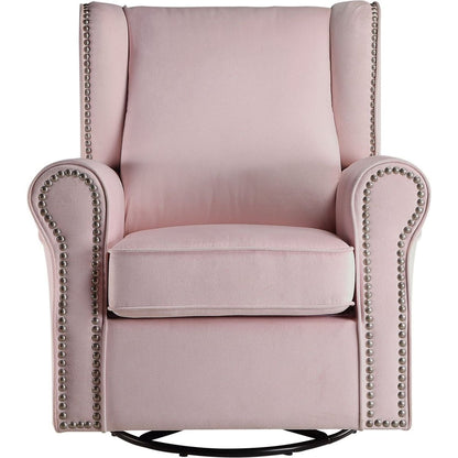 Tamaki Swivel Chair w/Glider, Pink Fabric