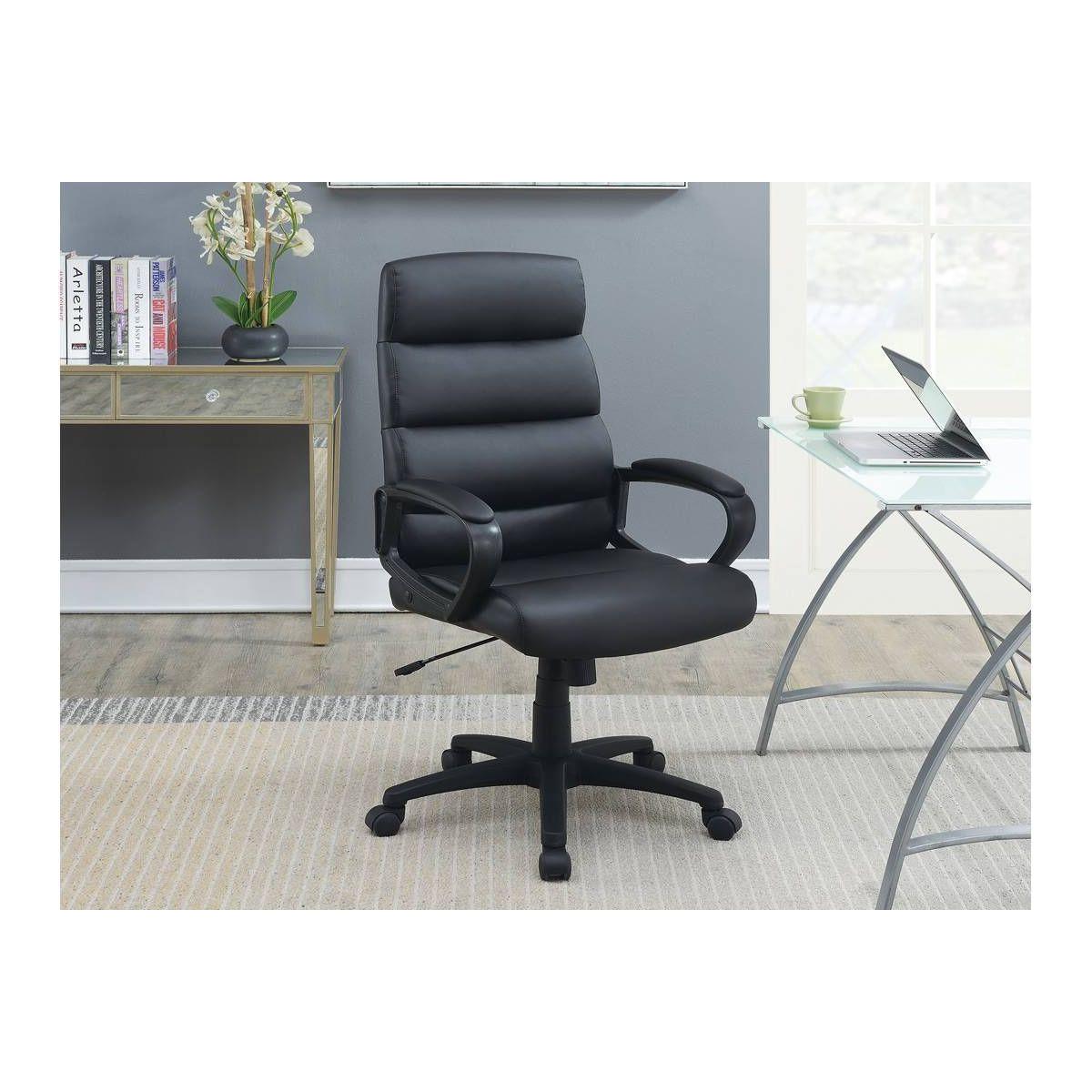 Black Faux leather Cushioned Upholstered 1pc Office Chair Adjustable Height Desk Chair Relax