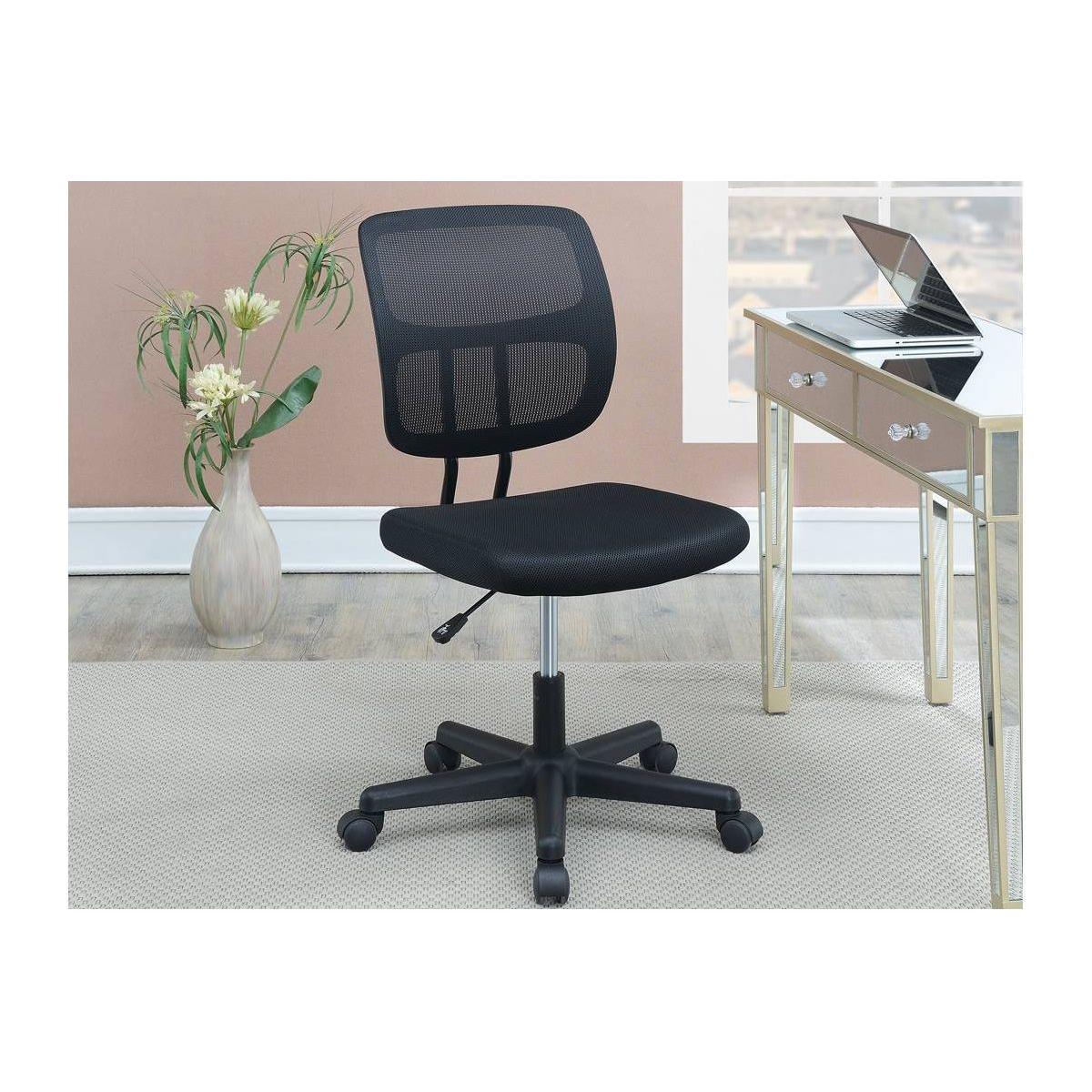 Elegant Design 1pc Office Chair Black Mesh Desk Chairs wheels Breathable Material Seats