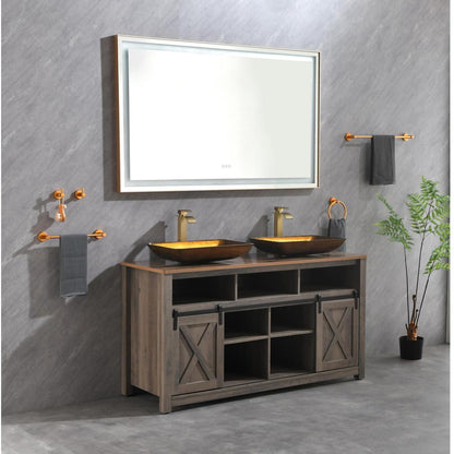 60x36 LED Lighted Bathroom Wall Mounted Mirror with High Lumen+Anti-Fog Separately Control