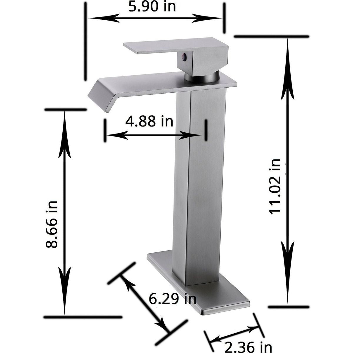 Waterfall Spout Bathroom Faucet, Single Handle Bathroom Vanity Sink Faucet