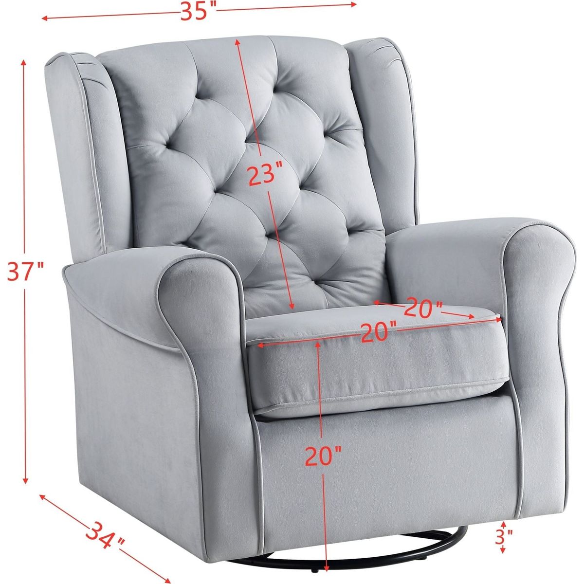 Zeger Swivel Chair w/Glider, Gray Fabric