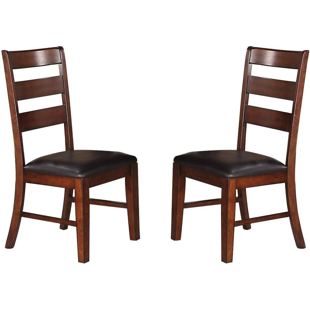 Antique Walnut Finish Solid Wood Set of 2pc Chairs Dining Chair Ladder Back Cushion Seats