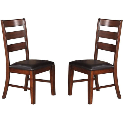 Antique Walnut Finish Solid Wood Set of 2pc Chairs Dining Chair Ladder Back Cushion Seats